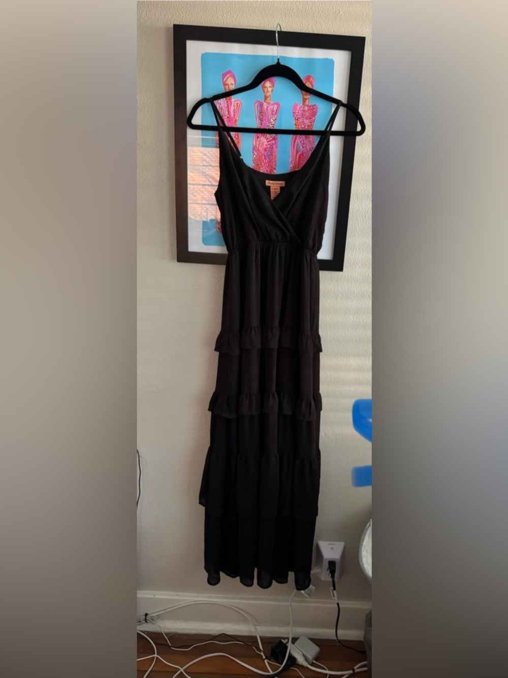 Flying Tomato Black Tiered V-Neck Maxi Dress